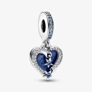 PANDORA Celestial Shooting Star Heart Double Dangle Charm